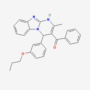 molecular formula C27H25N3O2 B11500101 [2-Methyl-4-(3-propoxyphenyl)-1,4-dihydropyrimido[1,2-a]benzimidazol-3-yl](phenyl)methanone 