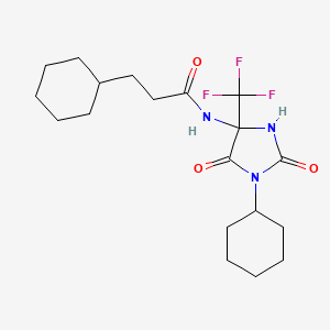 3-cyclohexyl-N-[1-cyclohexyl-2,5-dioxo-4-(trifluoromethyl)imidazolidin-4-yl]propanamide