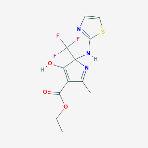 molecular formula C12H12F3N3O3S B11500147 ethyl 2-methyl-4-oxo-5-(1,3-thiazol-2-ylamino)-5-(trifluoromethyl)-4,5-dihydro-1H-pyrrole-3-carboxylate 