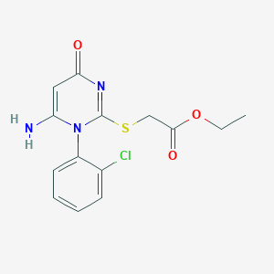 molecular formula C14H14ClN3O3S B11500169 Ethyl {[6-amino-1-(2-chlorophenyl)-4-oxo-1,4-dihydropyrimidin-2-yl]sulfanyl}acetate 