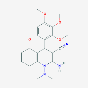 molecular formula C21H26N4O4 B11500182 2-Amino-1-(dimethylamino)-5-oxo-4-(2,3,4-trimethoxyphenyl)-1,4,5,6,7,8-hexahydroquinoline-3-carbonitrile 