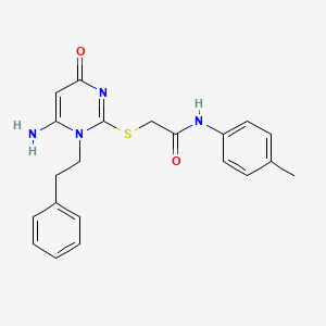 molecular formula C21H22N4O2S B11500191 2-{[6-amino-4-oxo-1-(2-phenylethyl)-1,4-dihydropyrimidin-2-yl]sulfanyl}-N-(4-methylphenyl)acetamide 