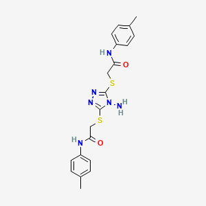 molecular formula C20H22N6O2S2 B11500289 2,2'-[(4-amino-4H-1,2,4-triazole-3,5-diyl)disulfanediyl]bis[N-(4-methylphenyl)acetamide] 