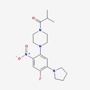 1-{4-[4-Fluoro-2-nitro-5-(pyrrolidin-1-yl)phenyl]piperazin-1-yl}-2-methylpropan-1-one