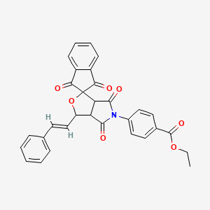 ethyl 4-[1',3',4,6-tetraoxo-1-[(E)-2-phenylethenyl]spiro[3a,6a-dihydro-1H-furo[3,4-c]pyrrole-3,2'-indene]-5-yl]benzoate