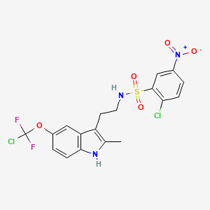 molecular formula C18H15Cl2F2N3O5S B11500324 2-chloro-N-(2-{5-[chloro(difluoro)methoxy]-2-methyl-1H-indol-3-yl}ethyl)-5-nitrobenzenesulfonamide 