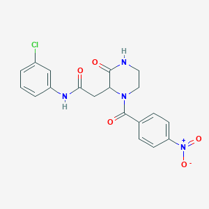 molecular formula C19H17ClN4O5 B11500353 N-(3-chlorophenyl)-2-[1-(4-nitrobenzoyl)-3-oxopiperazin-2-yl]acetamide 