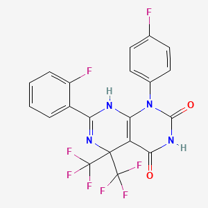 molecular formula C20H10F8N4O2 B11500354 7-(2-fluorophenyl)-1-(4-fluorophenyl)-5,5-bis(trifluoromethyl)-5,8-dihydropyrimido[4,5-d]pyrimidine-2,4(1H,3H)-dione 