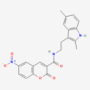 molecular formula C22H19N3O5 B11500371 N-[2-(2,5-dimethyl-1H-indol-3-yl)ethyl]-6-nitro-2-oxo-2H-chromene-3-carboxamide 