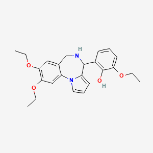 molecular formula C24H28N2O4 B11500380 2-(8,9-diethoxy-5,6-dihydro-4H-pyrrolo[1,2-a][1,4]benzodiazepin-4-yl)-6-ethoxyphenol 