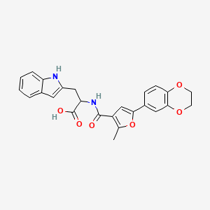 molecular formula C25H22N2O6 B11500383 N-{[5-(2,3-dihydro-1,4-benzodioxin-6-yl)-2-methylfuran-3-yl]carbonyl}-3-(1H-indol-2-yl)alanine 