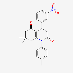 molecular formula C24H24N2O4 B11500389 7,7-dimethyl-1-(4-methylphenyl)-4-(3-nitrophenyl)-4,6,7,8-tetrahydroquinoline-2,5(1H,3H)-dione 