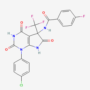 N-[1-(4-chlorophenyl)-4-hydroxy-2,6-dioxo-5-(trifluoromethyl)-2,5,6,7-tetrahydro-1H-pyrrolo[2,3-d]pyrimidin-5-yl]-4-fluorobenzamide