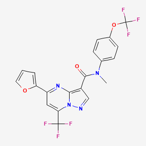 molecular formula C20H12F6N4O3 B11500412 5-(furan-2-yl)-N-methyl-N-[4-(trifluoromethoxy)phenyl]-7-(trifluoromethyl)pyrazolo[1,5-a]pyrimidine-3-carboxamide 