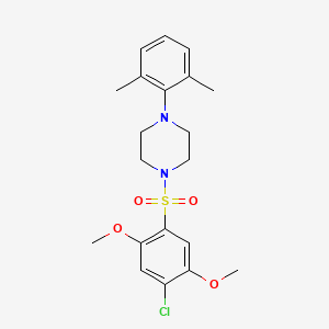 molecular formula C20H25ClN2O4S B11500430 1-(4-Chloro-2,5-dimethoxybenzenesulfonyl)-4-(2,6-dimethylphenyl)piperazine 