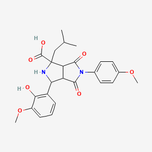 3-(2-Hydroxy-3-methoxyphenyl)-5-(4-methoxyphenyl)-1-(2-methylpropyl)-4,6-dioxooctahydropyrrolo[3,4-c]pyrrole-1-carboxylic acid