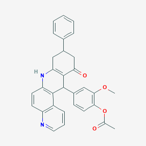 2-Methoxy-4-(11-oxo-9-phenyl-7,8,9,10,11,12-hexahydrobenzo[b][4,7]phenanthrolin-12-yl)phenyl acetate