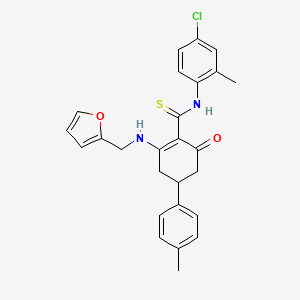 molecular formula C26H25ClN2O2S B11500535 N-(4-chloro-2-methylphenyl)-2-[(furan-2-ylmethyl)amino]-4-(4-methylphenyl)-6-oxocyclohex-1-ene-1-carbothioamide 