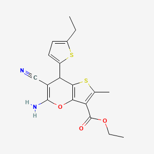 ethyl 5-amino-6-cyano-7-(5-ethylthiophen-2-yl)-2-methyl-7H-thieno[3,2-b]pyran-3-carboxylate