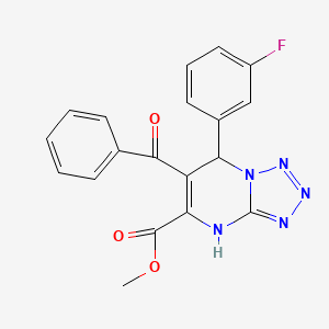 molecular formula C19H14FN5O3 B11500560 Methyl 7-(3-fluorophenyl)-6-(phenylcarbonyl)-4,7-dihydrotetrazolo[1,5-a]pyrimidine-5-carboxylate 