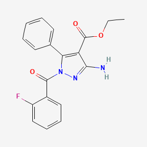 1H-Pyrazole-4-carboxylic acid, 3-amino-1-(2-fluorobenzoyl)-5-phenyl-, ethyl ester