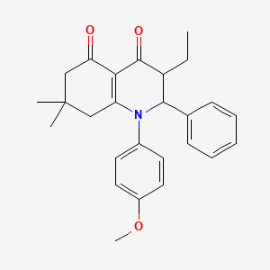 molecular formula C26H29NO3 B11500618 3-ethyl-1-(4-methoxyphenyl)-7,7-dimethyl-2-phenyl-2,3,7,8-tetrahydroquinoline-4,5(1H,6H)-dione 