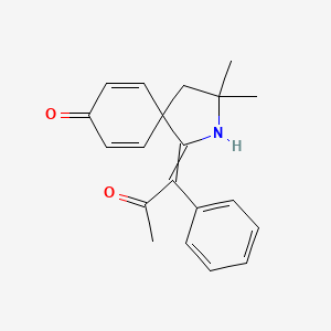 molecular formula C20H21NO2 B11500620 3,3-Dimethyl-1-(2-oxo-1-phenylpropylidene)-2-azaspiro[4.5]deca-6,9-dien-8-one 