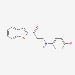 molecular formula C17H14FNO2 B11500671 1-(1-Benzofuran-2-yl)-3-[(4-fluorophenyl)amino]propan-1-one 