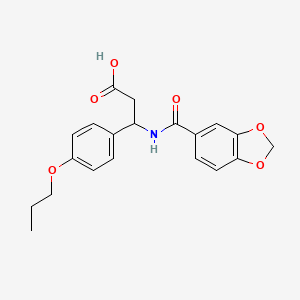 molecular formula C20H21NO6 B11500682 3-[(1,3-Benzodioxol-5-ylcarbonyl)amino]-3-(4-propoxyphenyl)propanoic acid 