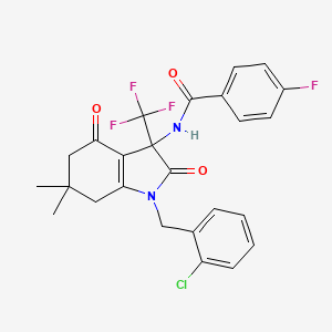 N-[1-(2-chlorobenzyl)-6,6-dimethyl-2,4-dioxo-3-(trifluoromethyl)-2,3,4,5,6,7-hexahydro-1H-indol-3-yl]-4-fluorobenzamide