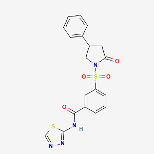 molecular formula C19H16N4O4S2 B11500698 3-[(2-oxo-4-phenylpyrrolidin-1-yl)sulfonyl]-N-(1,3,4-thiadiazol-2-yl)benzamide 