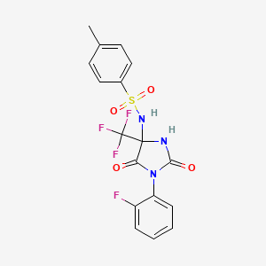 molecular formula C17H13F4N3O4S B11500699 N-[1-(2-fluorophenyl)-2,5-dioxo-4-(trifluoromethyl)imidazolidin-4-yl]-4-methylbenzenesulfonamide 