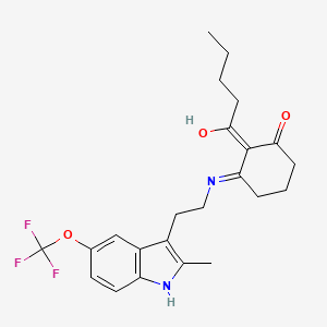 3-({2-[2-methyl-5-(trifluoromethoxy)-1H-indol-3-yl]ethyl}amino)-2-pentanoylcyclohex-2-en-1-one