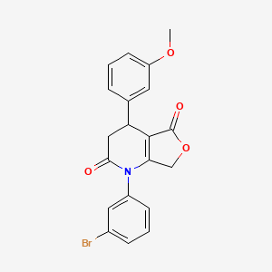 molecular formula C20H16BrNO4 B11500709 1-(3-bromophenyl)-4-(3-methoxyphenyl)-4,7-dihydrofuro[3,4-b]pyridine-2,5(1H,3H)-dione 