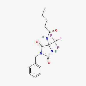 molecular formula C16H18F3N3O3 B11500710 N-[1-benzyl-2,5-dioxo-4-(trifluoromethyl)imidazolidin-4-yl]pentanamide 