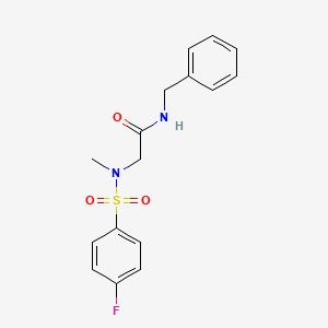 molecular formula C16H17FN2O3S B11500742 Acetamide, N-benzyl-2-[(4-fluorobenzenesulfonyl)(methyl)amino]- 