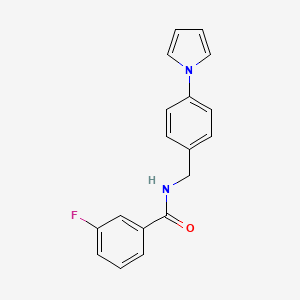 molecular formula C18H15FN2O B11500747 3-fluoro-N-[4-(1H-pyrrol-1-yl)benzyl]benzamide 