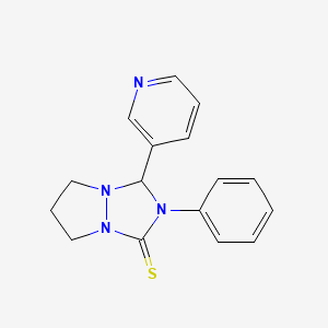 1H,5H-Pyrazolo[1,2-a][1,2,4]triazole-1-thione, tetrahydro-2-phenyl-3-(3-pyridinyl)-