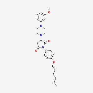 molecular formula C27H35N3O4 B11500759 1-[4-(Hexyloxy)phenyl]-3-[4-(3-methoxyphenyl)piperazin-1-yl]pyrrolidine-2,5-dione 