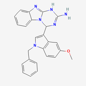 molecular formula C25H22N6O B11500775 4-(1-benzyl-5-methoxy-1H-indol-3-yl)-3,4-dihydro[1,3,5]triazino[1,2-a]benzimidazol-2-amine 