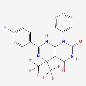 molecular formula C20H11F7N4O2 B11500777 7-(4-fluorophenyl)-1-phenyl-5,5-bis(trifluoromethyl)-5,8-dihydropyrimido[4,5-d]pyrimidine-2,4(1H,3H)-dione 