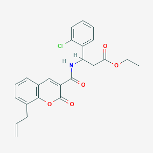 molecular formula C24H22ClNO5 B11500797 ethyl 3-(2-chlorophenyl)-3-({[2-oxo-8-(prop-2-en-1-yl)-2H-chromen-3-yl]carbonyl}amino)propanoate 