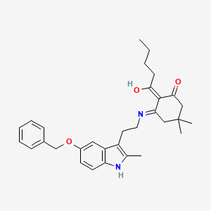 molecular formula C31H38N2O3 B11500811 3-({2-[5-(benzyloxy)-2-methyl-1H-indol-3-yl]ethyl}amino)-5,5-dimethyl-2-pentanoylcyclohex-2-en-1-one 