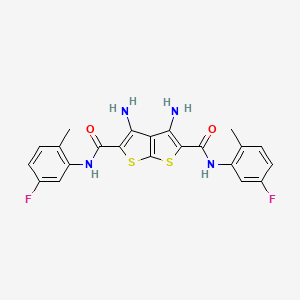 molecular formula C22H18F2N4O2S2 B11500827 3,4-diamino-N,N'-bis(5-fluoro-2-methylphenyl)thieno[2,3-b]thiophene-2,5-dicarboxamide 