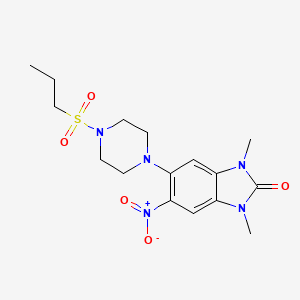 molecular formula C16H23N5O5S B11500838 1,3-dimethyl-5-nitro-6-[4-(propylsulfonyl)piperazin-1-yl]-1,3-dihydro-2H-benzimidazol-2-one 