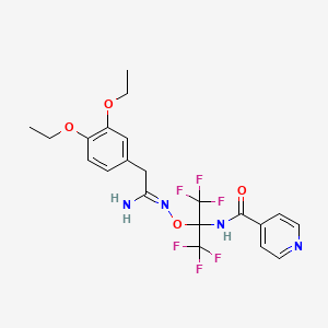 N-[2-({[(1Z)-1-amino-2-(3,4-diethoxyphenyl)ethylidene]amino}oxy)-1,1,1,3,3,3-hexafluoropropan-2-yl]pyridine-4-carboxamide