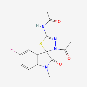 molecular formula C14H13FN4O3S B11500916 N-(4-acetyl-5'-fluoro-1'-methyl-2'-oxo-spiro[1,3,4-thiadiazole-5,3'-indoline]-2-yl)acetamide 