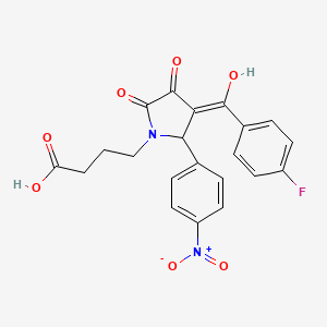 molecular formula C21H17FN2O7 B11500939 4-[3-(4-fluorobenzoyl)-4-hydroxy-2-(4-nitrophenyl)-5-oxo-2,5-dihydro-1H-pyrrol-1-yl]butanoic acid 