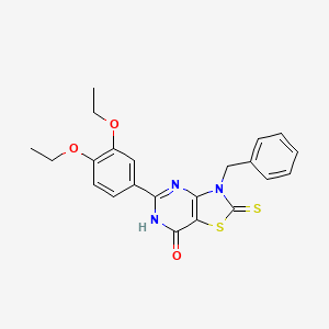 molecular formula C22H21N3O3S2 B11500974 3-benzyl-5-(3,4-diethoxyphenyl)-2-thioxo-2,3-dihydro[1,3]thiazolo[4,5-d]pyrimidin-7(6H)-one 