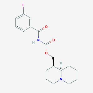 molecular formula C18H23FN2O3 B11501002 [(1R,9aR)-2,3,4,6,7,8,9,9a-octahydro-1H-quinolizin-1-yl]methyl N-(3-fluorobenzoyl)carbamate 